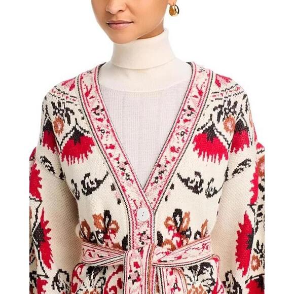 SOLD Farm Rio Cashew Mandala Ties Waist Cardigan Sweater Women's Multicolor - Picture 4 of 5